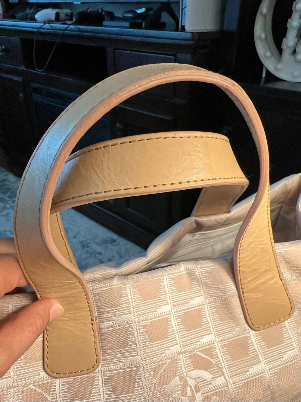 Authentic Chanel Beige/blush Canvas Tote Bag - Picture 4 of 17